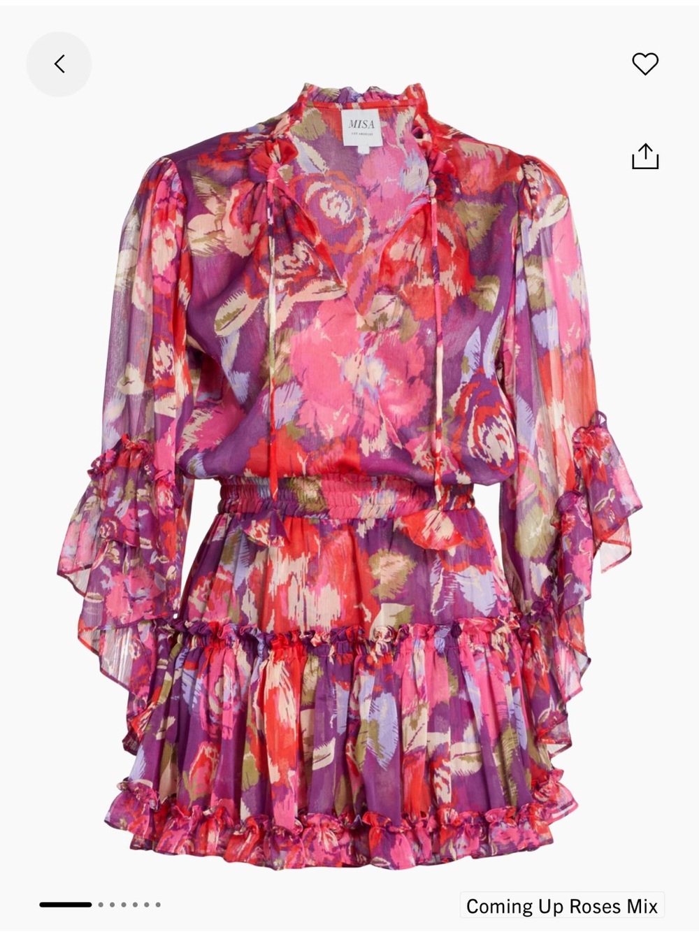 MISA Los Angeles Ximena Ruffled Floral Mini Dress Small